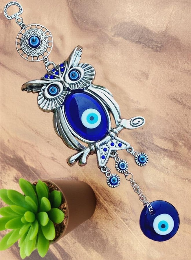 ARTISKRITI Metal Evil Eye Hanging Owl Nazar Battu for Home Entrance Door Decoration, Big Size, Housewarming Gifts, Blue - Image 5